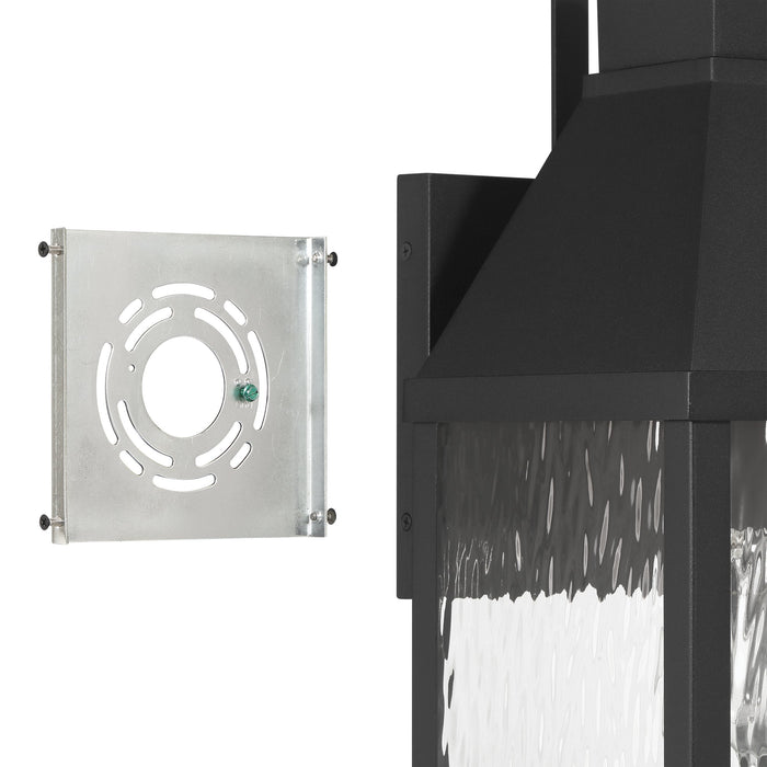 Exterior Wall Sconce Thesis 207759A Glencrest 23 inch 1 light Textured Black Exterior Wall Sconce with Clear Water Glass THESIS