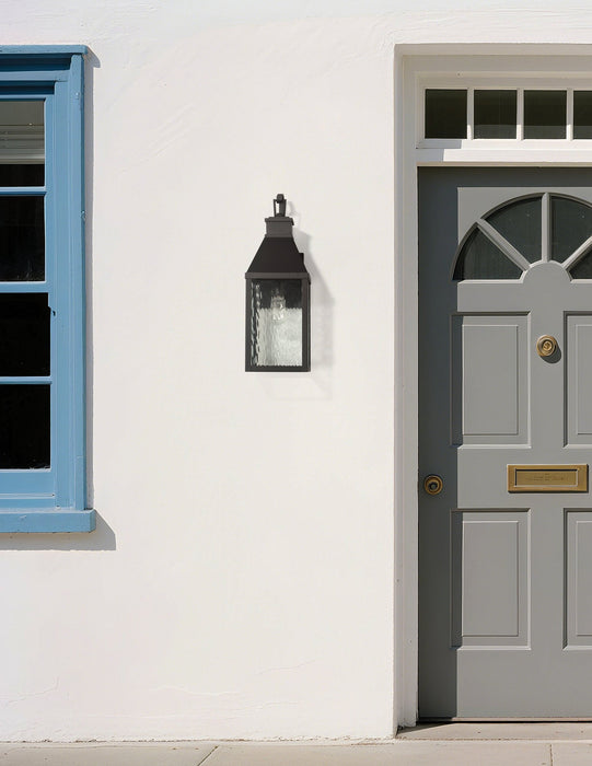 Exterior Wall Sconce Thesis 207759A Glencrest 23 inch 1 light Textured Black Exterior Wall Sconce with Clear Water Glass THESIS