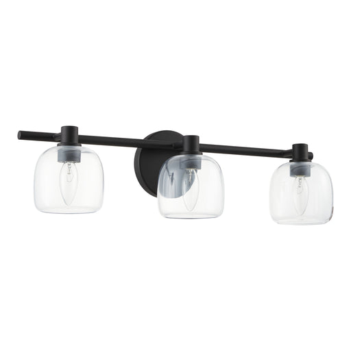 Vanity Light Thesis 207009A Valentina 24 inch 3 light Matte Black Vanity Light with Clear Glass Shades THESIS