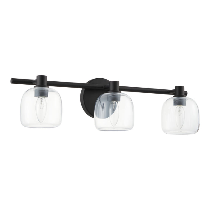 Vanity Light Thesis 207009A Valentina 24 inch 3 light Matte Black Vanity Light with Clear Glass Shades THESIS