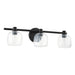 Vanity Light Thesis 207009A Valentina 24 inch 3 light Matte Black Vanity Light with Clear Glass Shades THESIS