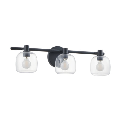 Vanity Light Thesis 207009A Valentina 24 inch 3 light Matte Black Vanity Light with Clear Glass Shades THESIS