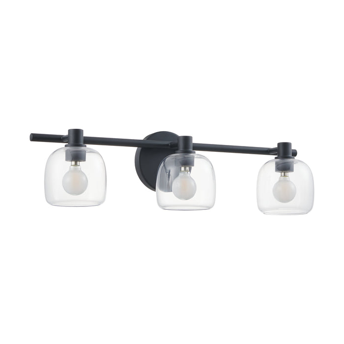 Vanity Light Thesis 207009A Valentina 24 inch 3 light Matte Black Vanity Light with Clear Glass Shades THESIS
