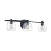 Vanity Light Thesis 207009A Valentina 24 inch 3 light Matte Black Vanity Light with Clear Glass Shades THESIS