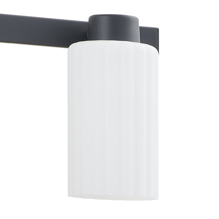 Vanity Light Thesis 207036A Bedminster 24 inch 3 light Matte Black Vanity Light with Etched Opal Ribbed Glass Shades THESIS