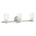 Vanity Light Thesis 207041A Bedminster 24 inch 3 light Brushed Nickel Vanity Light with Clear Ribbed Glass Shades THESIS