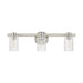 Vanity Light Thesis 207041A Bedminster 24 inch 3 light Brushed Nickel Vanity Light with Clear Ribbed Glass Shades THESIS