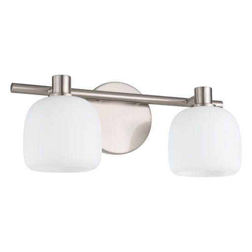 Vanity Light Thesis 207008A Valentina 15 inch 2 light Brushed Nickel Vanity Light with Etched Opal Glass Shades THESIS