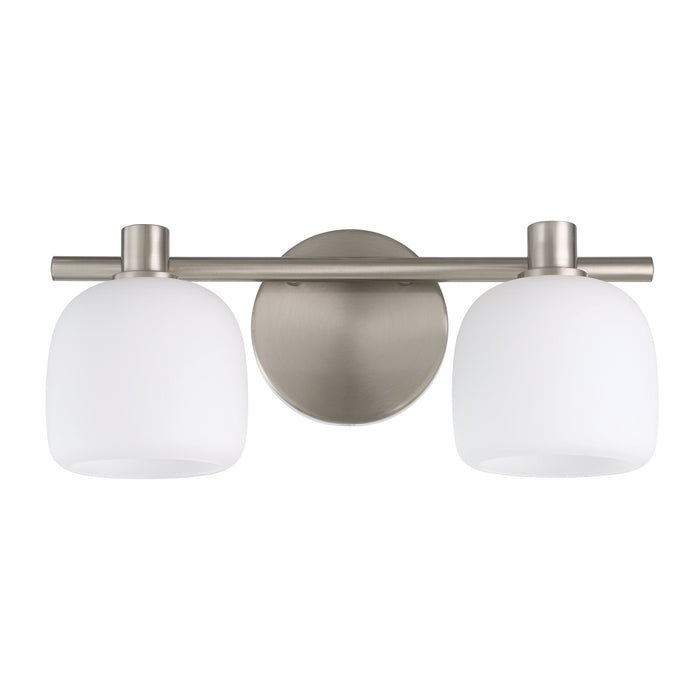 Vanity Light Thesis 207008A Valentina 15 inch 2 light Brushed Nickel Vanity Light with Etched Opal Glass Shades THESIS