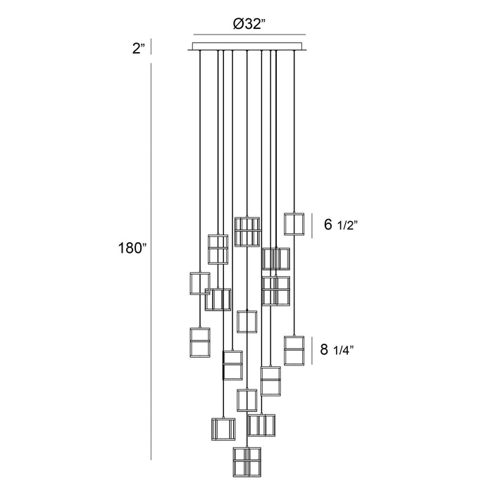 Eurofase 38259-023 Ferro 32" Matte Black LED Chandelier