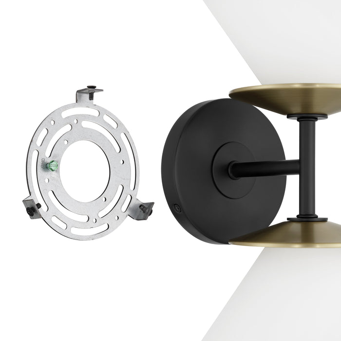 Vanity Light Thesis 207321A Tremolo 11 inch 2 light Matte Black and Champagne Gold Vanity Light with Etched Opal Glass THESIS