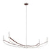 Chandelier Thesis 207376A Sussex 47 inch 4 light Polished Nickel and Dark Brown Faux Leather Linear Chandelier THESIS