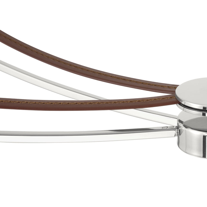 Chandelier Thesis 207376A Sussex 47 inch 4 light Polished Nickel and Dark Brown Faux Leather Linear Chandelier THESIS