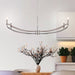 Chandelier Thesis 207376A Sussex 47 inch 4 light Polished Nickel and Dark Brown Faux Leather Linear Chandelier THESIS