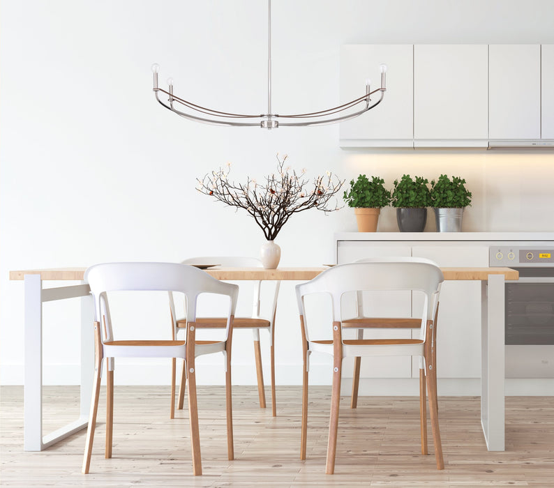 Chandelier Thesis 207376A Sussex 47 inch 4 light Polished Nickel and Dark Brown Faux Leather Linear Chandelier THESIS