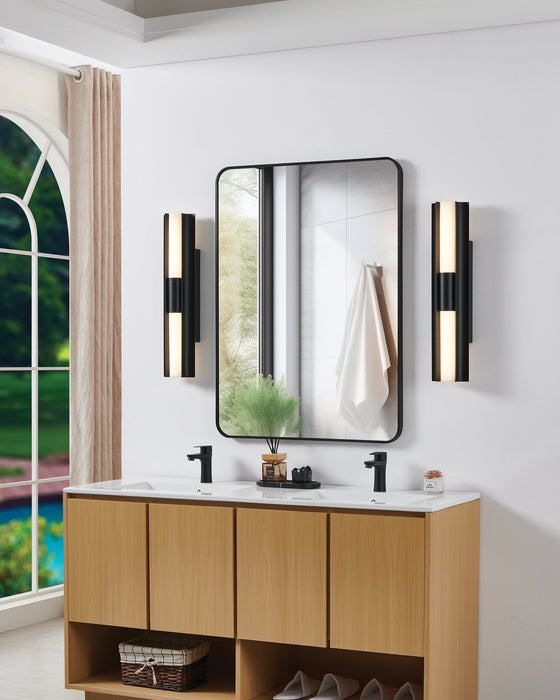 Vanity Light Thesis 207632A Colton 24 inch 2 light Textured Black 5CCT LED Vanity Light with Etched Opal Glass Shades THESIS