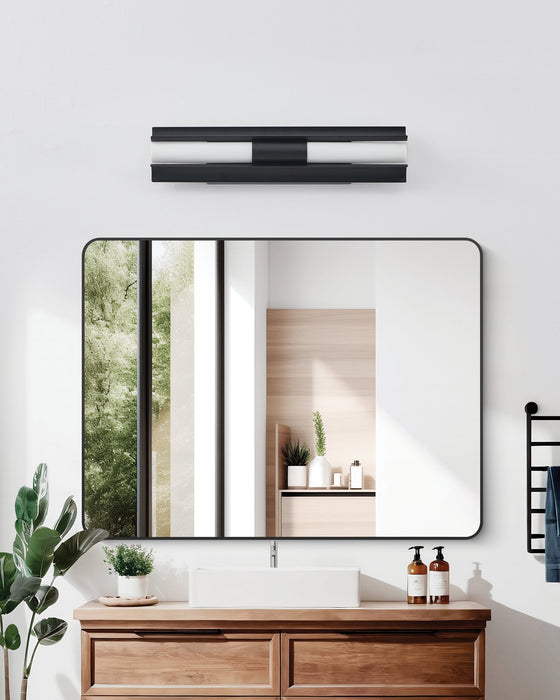 Vanity Light Thesis 207632A Colton 24 inch 2 light Textured Black 5CCT LED Vanity Light with Etched Opal Glass Shades THESIS