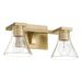 Vanity Light Thesis 207657A Gilford 14 inch 2 light Champagne Gold Vanity Light with Clear Glass Shades THESIS