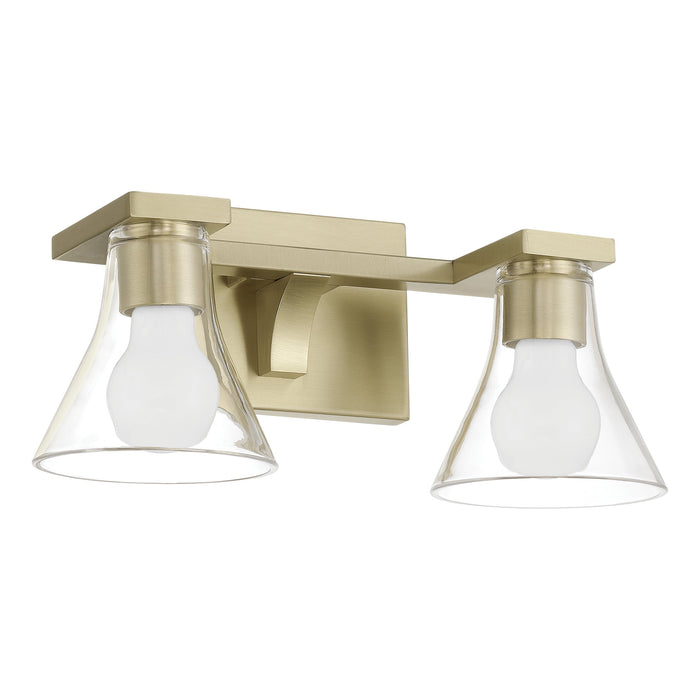 Vanity Light Thesis 207657A Gilford 14 inch 2 light Champagne Gold Vanity Light with Clear Glass Shades THESIS