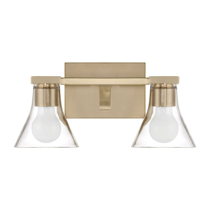 Vanity Light Thesis 207657A Gilford 14 inch 2 light Champagne Gold Vanity Light with Clear Glass Shades THESIS