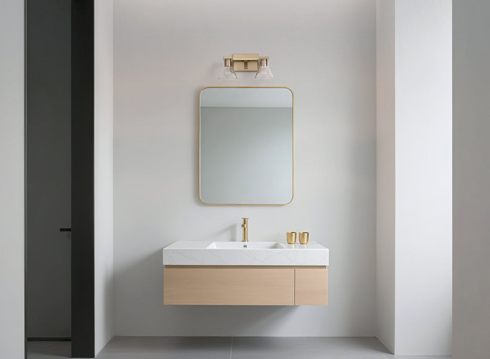 Vanity Light Thesis 207657A Gilford 14 inch 2 light Champagne Gold Vanity Light with Clear Glass Shades THESIS