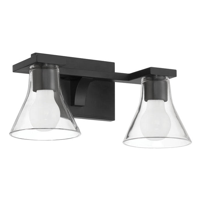 Vanity Light Thesis 207662A Gilford 14 inch 2 light Matte Black Vanity Light with Clear Glass Shades THESIS