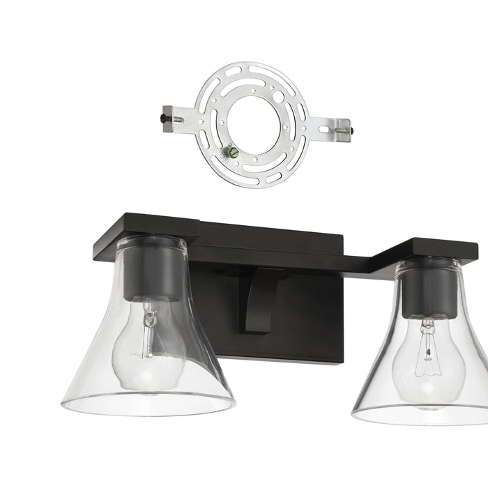 Vanity Light Thesis 207662A Gilford 14 inch 2 light Matte Black Vanity Light with Clear Glass Shades THESIS