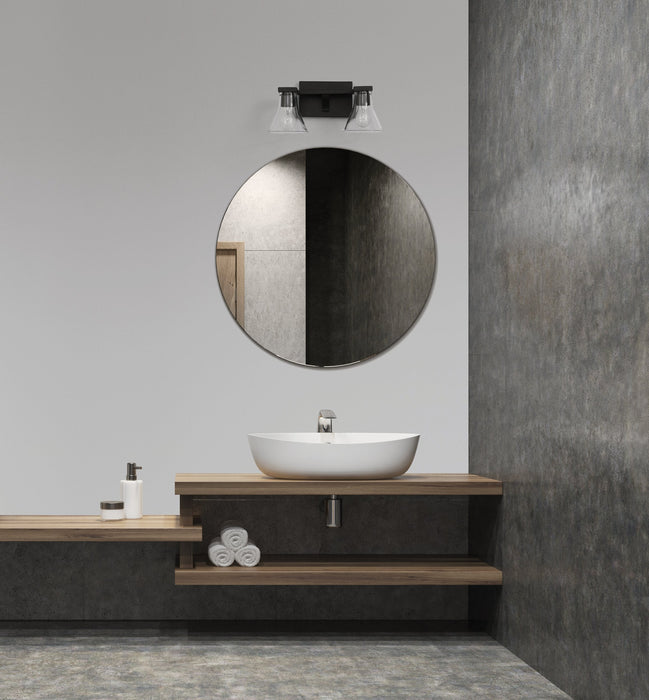 Vanity Light Thesis 207662A Gilford 14 inch 2 light Matte Black Vanity Light with Clear Glass Shades THESIS