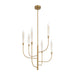 Chandelier Thesis 207266A Calle 28 inch 6 light Brass LED Chandelier with Gold Leaf Hand Pressed Glass Shades THESIS