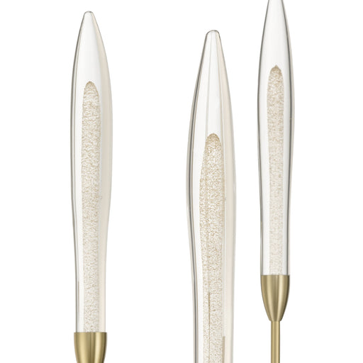 Chandelier Thesis 207266A Calle 28 inch 6 light Brass LED Chandelier with Gold Leaf Hand Pressed Glass Shades THESIS