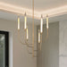 Chandelier Thesis 207266A Calle 28 inch 6 light Brass LED Chandelier with Gold Leaf Hand Pressed Glass Shades THESIS