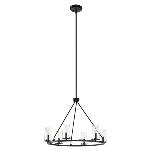 Chandelier Thesis 206953A Jared 30 inch 6 light Matte Black Chandelier with Clear Glass Shades THESIS