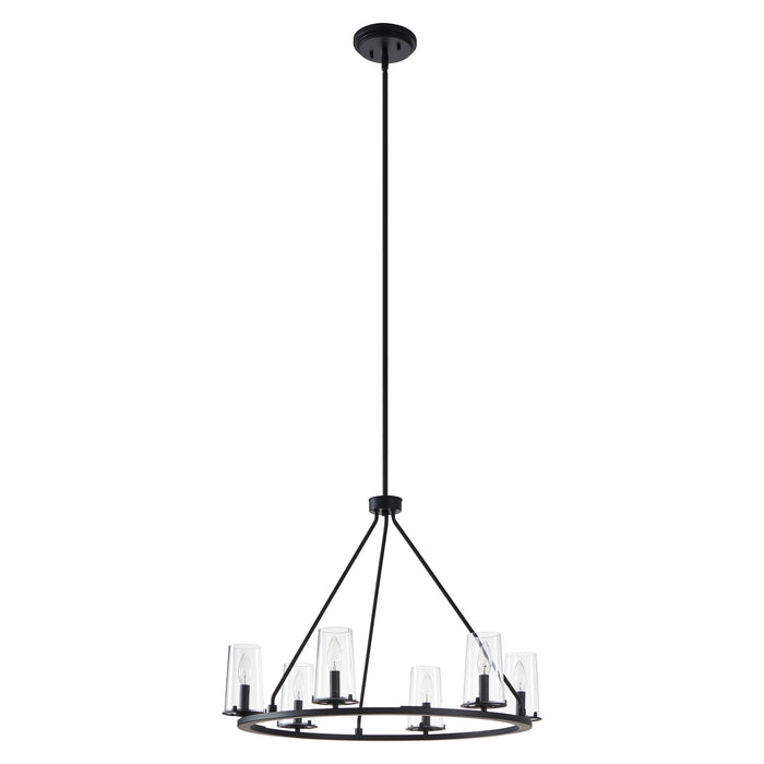 Chandelier Thesis 206953A Jared 30 inch 6 light Matte Black Chandelier with Clear Glass Shades THESIS