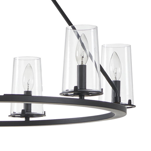 Chandelier Thesis 206953A Jared 30 inch 6 light Matte Black Chandelier with Clear Glass Shades THESIS