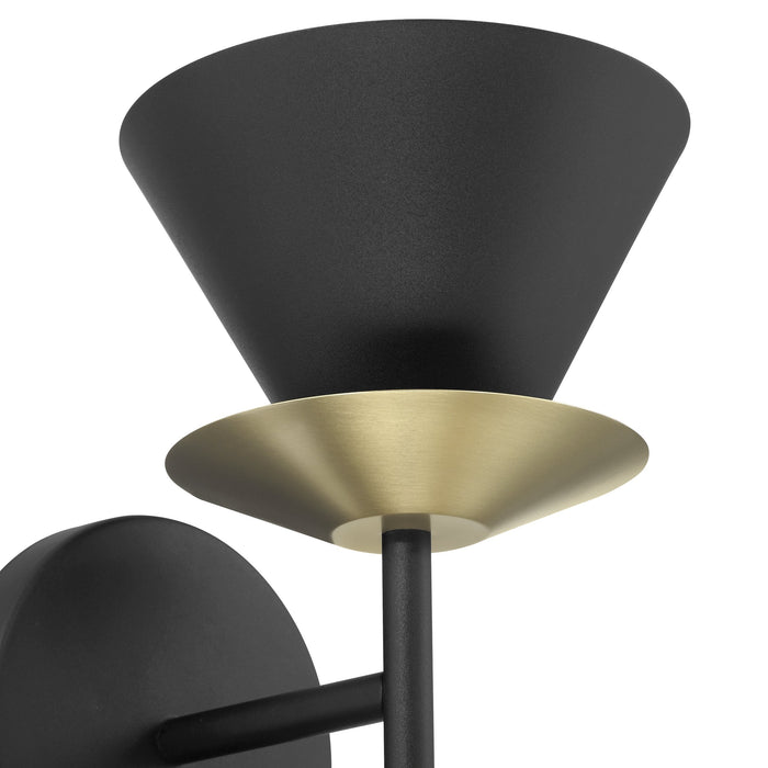 Wall Sconce Thesis 207319A Tremolo 12 inch 2 light Textured Black and Champagne Gold Wall Sconce THESIS