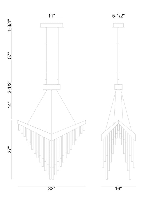 Eurofase 47187-016 Vivien 32" Matte Gold LED Chandelier