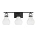 Vanity Light Thesis 207852A Mansfield 24 inch 3 light Matte Black Vanity Light with Opal Glass Shades THESIS