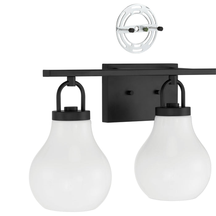 Vanity Light Thesis 207852A Mansfield 24 inch 3 light Matte Black Vanity Light with Opal Glass Shades THESIS
