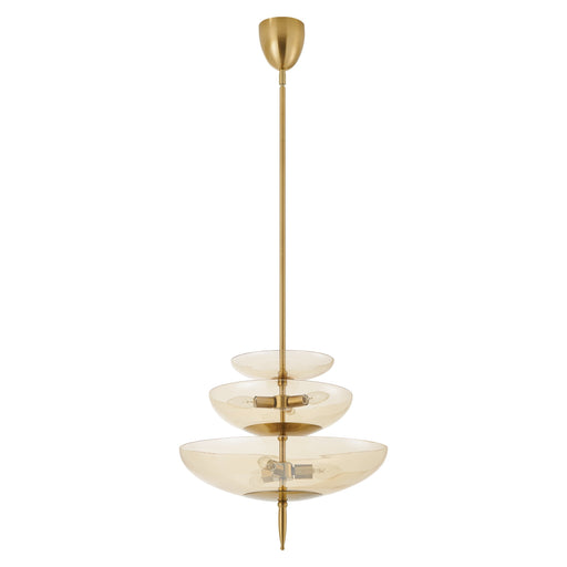 Pendant Light Thesis 206931A Fiorello 21 inch 6 light Brushed Gold Pendant Light with Smoked Amber Glass Shades THESIS