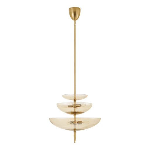 Pendant Light Thesis 206931A Fiorello 21 inch 6 light Brushed Gold Pendant Light with Smoked Amber Glass Shades THESIS