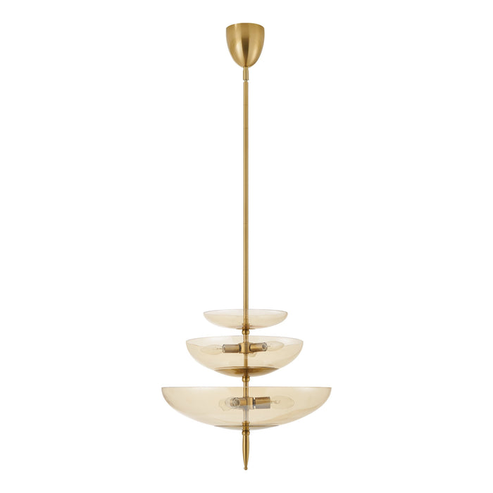 Pendant Light Thesis 206931A Fiorello 21 inch 6 light Brushed Gold Pendant Light with Smoked Amber Glass Shades THESIS