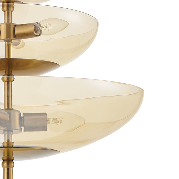 Pendant Light Thesis 206931A Fiorello 21 inch 6 light Brushed Gold Pendant Light with Smoked Amber Glass Shades THESIS