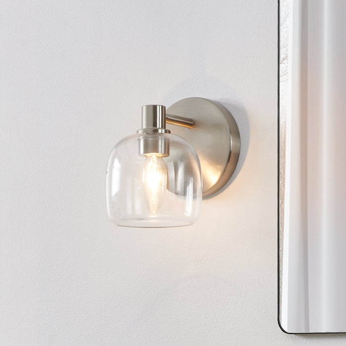 Vanity Light Thesis 207001A Valentina 5 inch 1 light Brushed Nickel Vanity Light with Clear Glass Shade THESIS