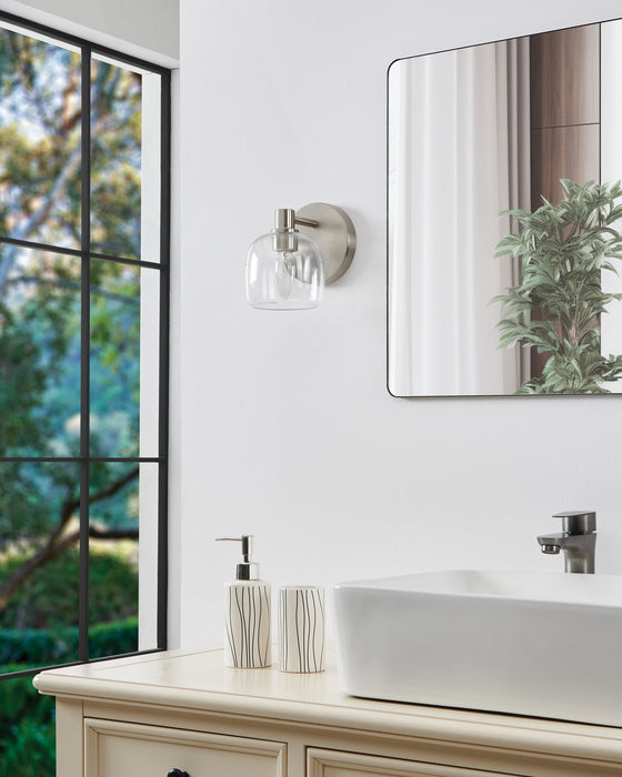 Vanity Light Thesis 207001A Valentina 5 inch 1 light Brushed Nickel Vanity Light with Clear Glass Shade THESIS