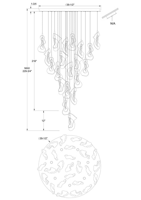 Eurofase 49238-020 Norah 39" Polished Nickel LED Chandelier
