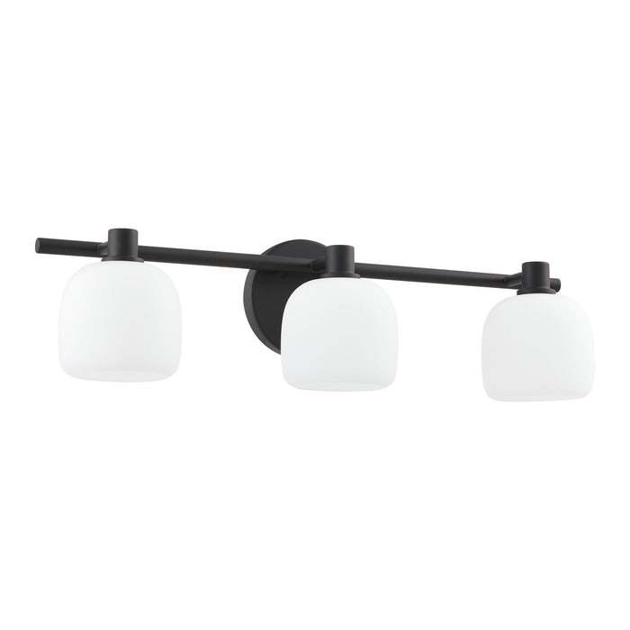 Vanity Light Thesis 207011A Valentina 24 inch 3 light Matte Black Vanity Light with Etched Opal Glass Shades THESIS