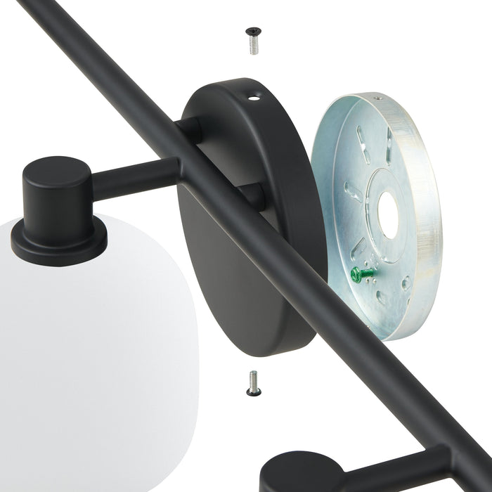 Vanity Light Thesis 207011A Valentina 24 inch 3 light Matte Black Vanity Light with Etched Opal Glass Shades THESIS