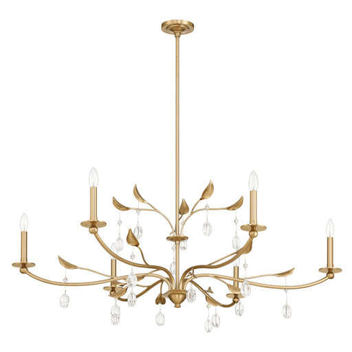 Chandelier Thesis 207342A Presley 48 inch 6 light Champagne Gold Chandelier with Clear Glass Drops THESIS