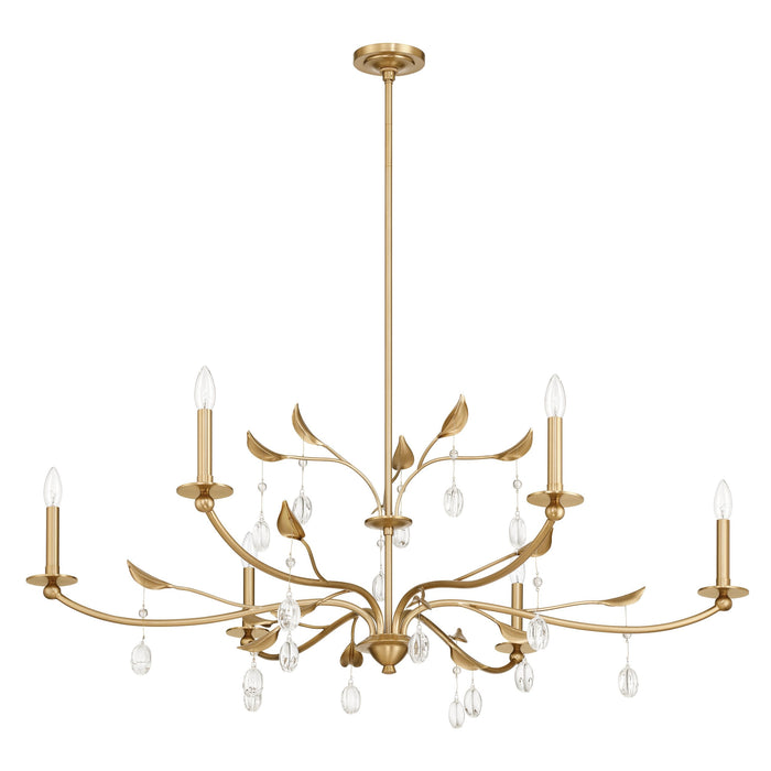 Chandelier Thesis 207342A Presley 48 inch 6 light Champagne Gold Chandelier with Clear Glass Drops THESIS
