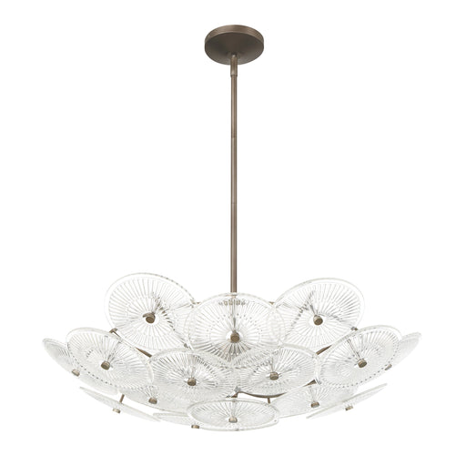 Chandelier Thesis 207308A Avril 29 inch 6 light Forged Bronze Chandelier with Clear Starburst Glass Shade THESIS